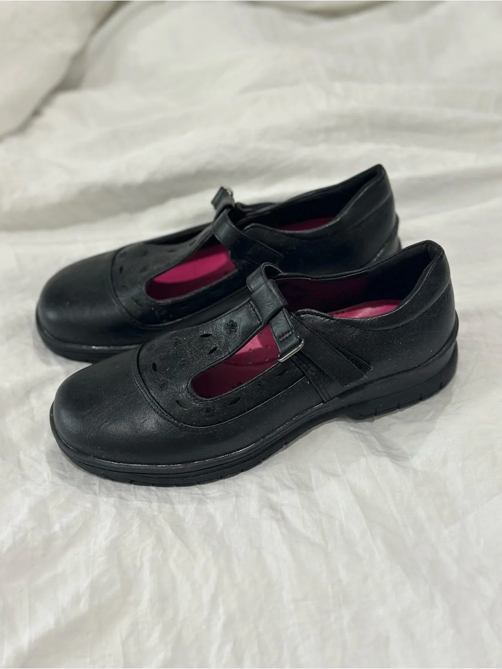 Kids Black T-Strap School Shoes